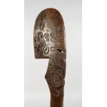 A GOOD ENGRAVED MAORI CLUB. 13ins long.