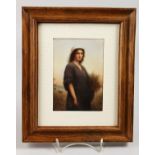 A GOOD GERMAN PORCELAIN PLAQUE, "Ruth in the Cornfield". 5.5ins x 3.5ins.