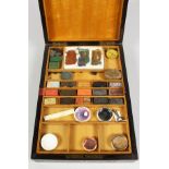A 19TH CENTURY ARTISTS TORTOISESHELL INLAID BOX with fitted interior. 11ins x 8ins.
