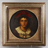 A LARGE VIENNA CIRCULAR PLAQUE, portrait of a girl. Beehive mark. 19ins diameter, in a gilt frame.