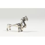 A SMALL SILVER MODEL OF A DACHSHUND. 1.5ins long.