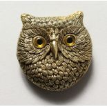 A BRASS OWL VESTA.