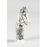 A WHITE METAL .800 HORSE HEAD HANDLE.