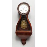 A 19TH CENTURY FRENCH ROSEWOOD CASED DROP DIAL WALL CLOCK, with an enamel circular dial signed Henry