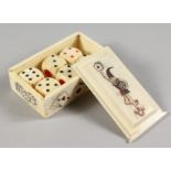 A BONE JESTER TOP BOX with six dice.