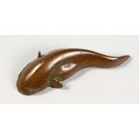 A SMALL JAPANESE BRONZE MODEL OF A CATFISH. 2ins long.