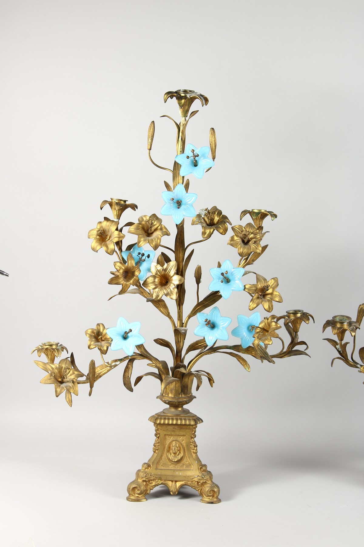 A PAIR OF 19TH CENTURY ORMOLU CANDELABRA, of naturalistic form, with leaves and flowers, the stems - Image 2 of 6