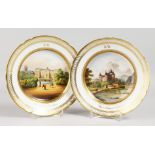 A PARIS PORCELAIN LANDSCAPE PLATE, painted with scenes named on the front 'Vue du Palais du