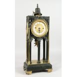 A GOOD 19TH CENTURY ARCHITECTURAL BRONZE GOTHIC DESIGN CLOCK, the movement with two dials 1-12 and a