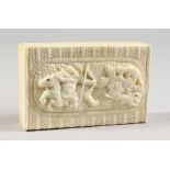 A CARVED BONE CHINESE BOX.