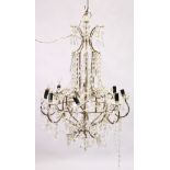 A CUT GLASS EIGHT BRANCH CHANDELIER, fitted for electricity. 3ft 0ins high x 2ft 0ins wide.