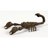 A SMALL JAPANESE BRONZE ARTICULATED SCORPION. 3.5ins long.