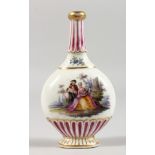 AN 18TH CENTURY MEISSEN PORCELAIN SCENT BOTTLE painted with reverse panels. Crossed swords mark in