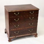 A GOOD GEORGE III MAHOGANY DRESSING CHEST, with four long graduated drawers, the top drawer