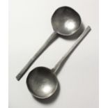 TWO EARLY PEWTER SPOONS.