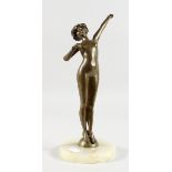PAUL PHILIPPE THE AWAKENING, A STANDING BRONZE NUDE on a circular onyx base. 13ins high.