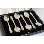 A SET OF SIX COFFEE SPOONS in a blue box. Birmingham 1940.