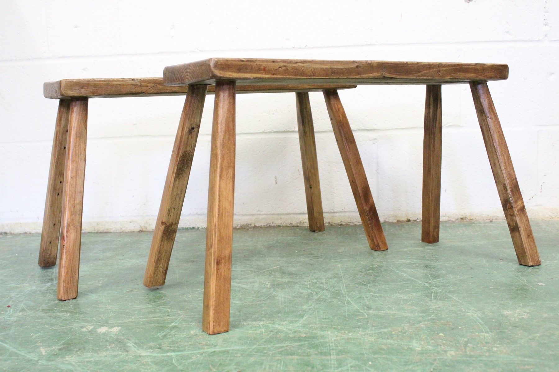 A PAIR OF SMALL PINE BENCH SEATS. Seat: 2ft 2ins long x 9ins wide x 1ft 4ins high. - Image 3 of 3