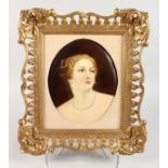 A GOOD KPM PORCELAIN OVAL PORTRAIT PLAQUE of the head and shoulders of a young lad. 11ins x 8ins