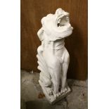 A RECONSTITUTED STONE CASTING OF A GARGOYLE OR FOUNTAIN. 38ins high x 10ins wide.