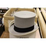 A grey top hat.