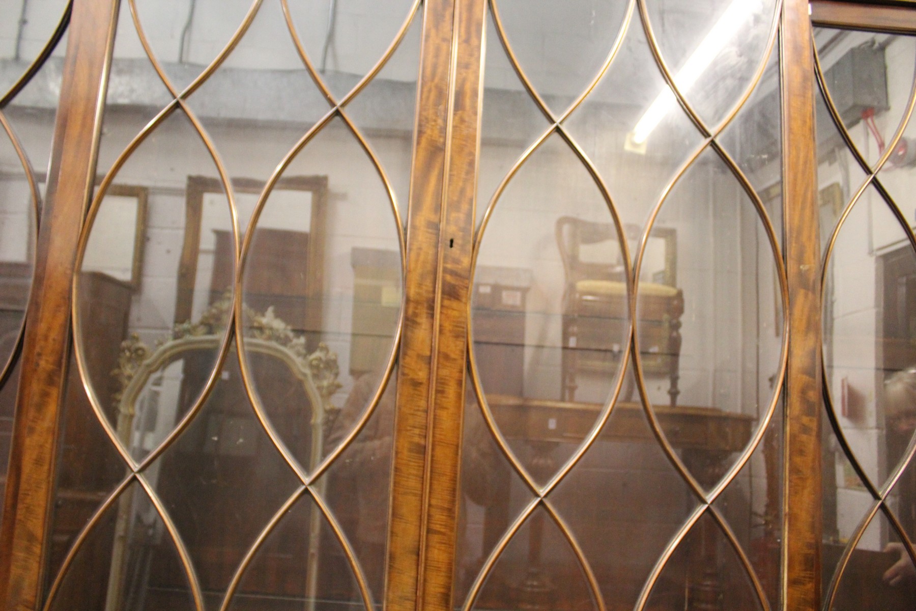 A good George III design mahogany breakfront library bookcase, early 20th century with four astragal - Image 2 of 2