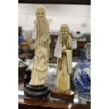 Two early 20th century Chinese carved ivory okimonos.
