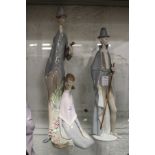 Two unusual Lladro groups depicting elongated figures.