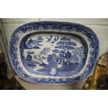 A willow pattern meat dish.