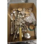 A quantity of silver flatware, napkin rings, trinket boxes etc.