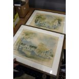 South African scenes, colour prints, a pair.