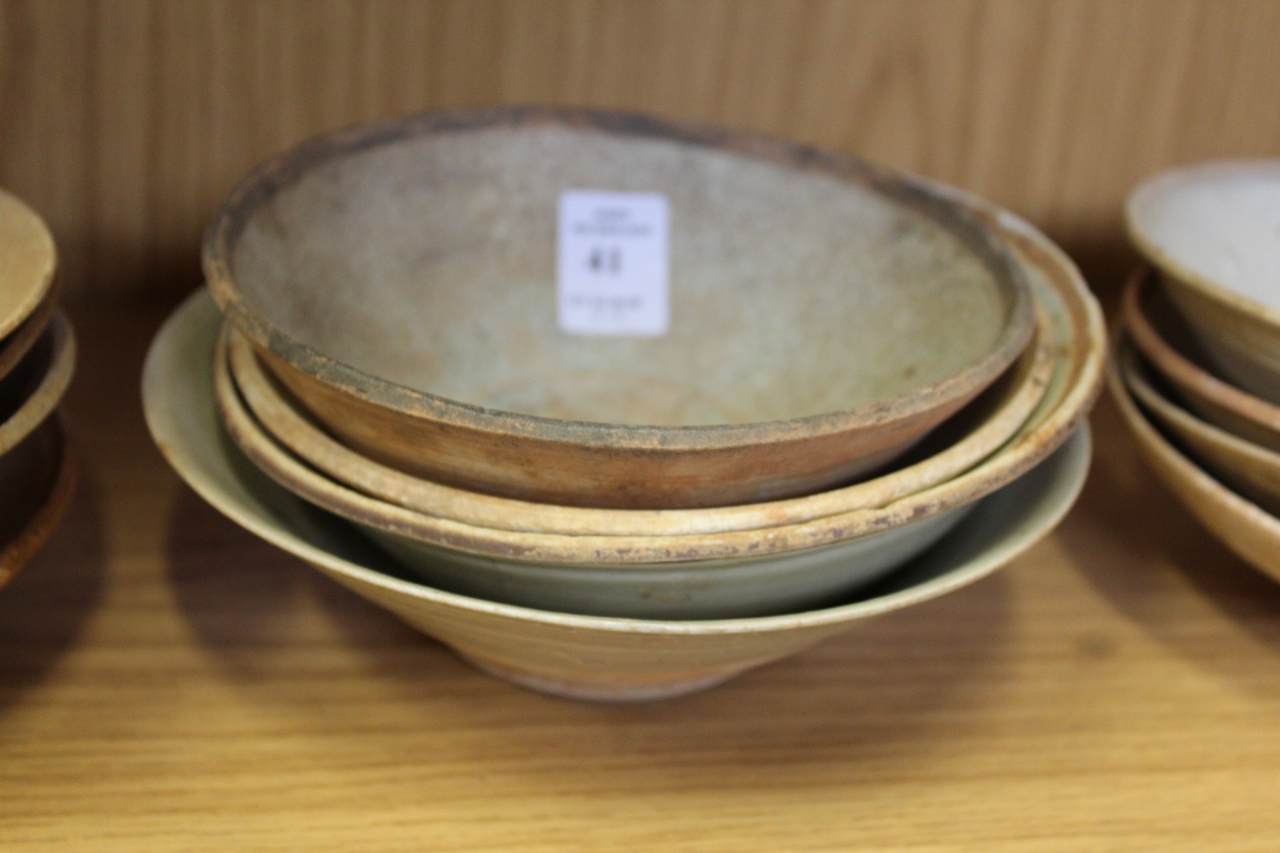 Four early Chinese pottery bowls.