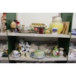 Two shelves of decorative china etc.