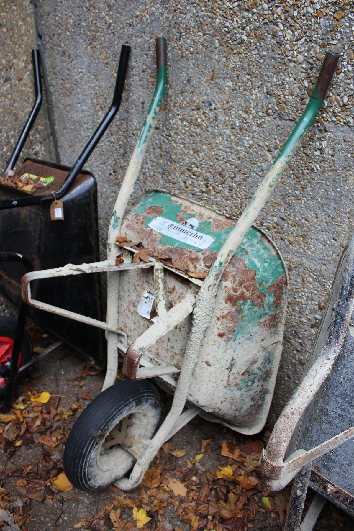 A builder's wheelbarrow.