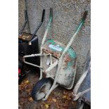 A builder's wheelbarrow.