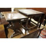 A walnut refectory style occasional table and an oak table.