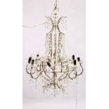 A large cut glass chandelier.