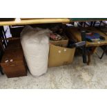 A sewing box, a child's table and other items.