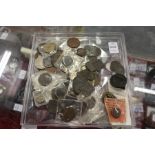 A quantity of coins and tokens etc.