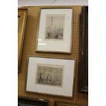 Two engravings depicting sailing ships.