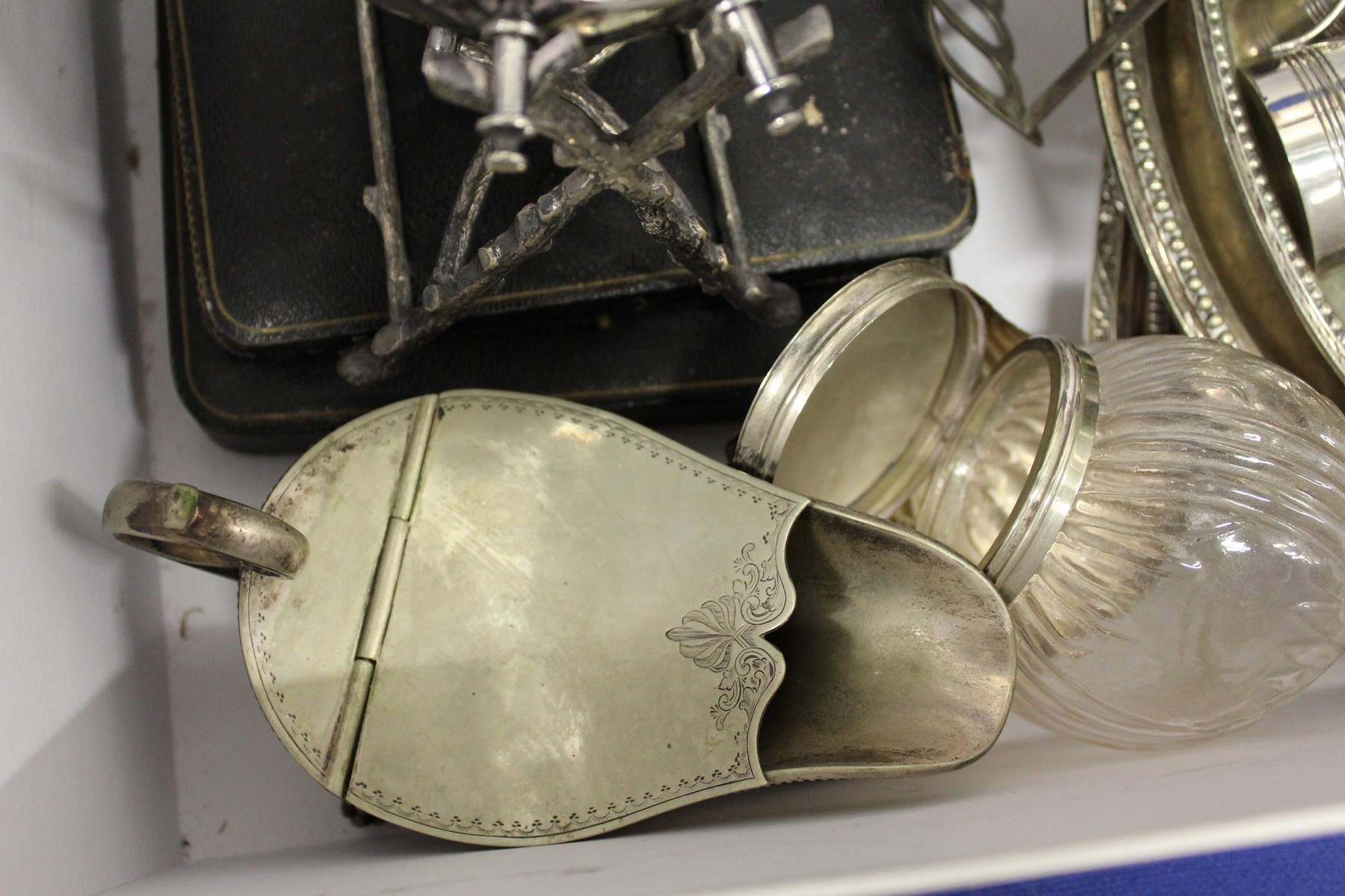 A plated kettle on stand and other items. - Image 2 of 2