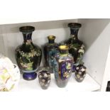 Three pairs of cloisonné vases.