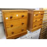 A pair of pine bedside chests.