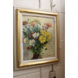 Dennis Gilbert "A Still Life of Flowers in a Vase" oil on board.