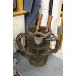 An early leather twin handled bucket.