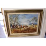 W Baker, an Australian horse racing scene, oil on board, signed.