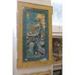 Greek school, architectural elements in mixed media, in a decorative frame.