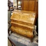 A modern Dutch style marquetry bombe bureau.