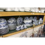 A comprehensive blue and white dinner service.