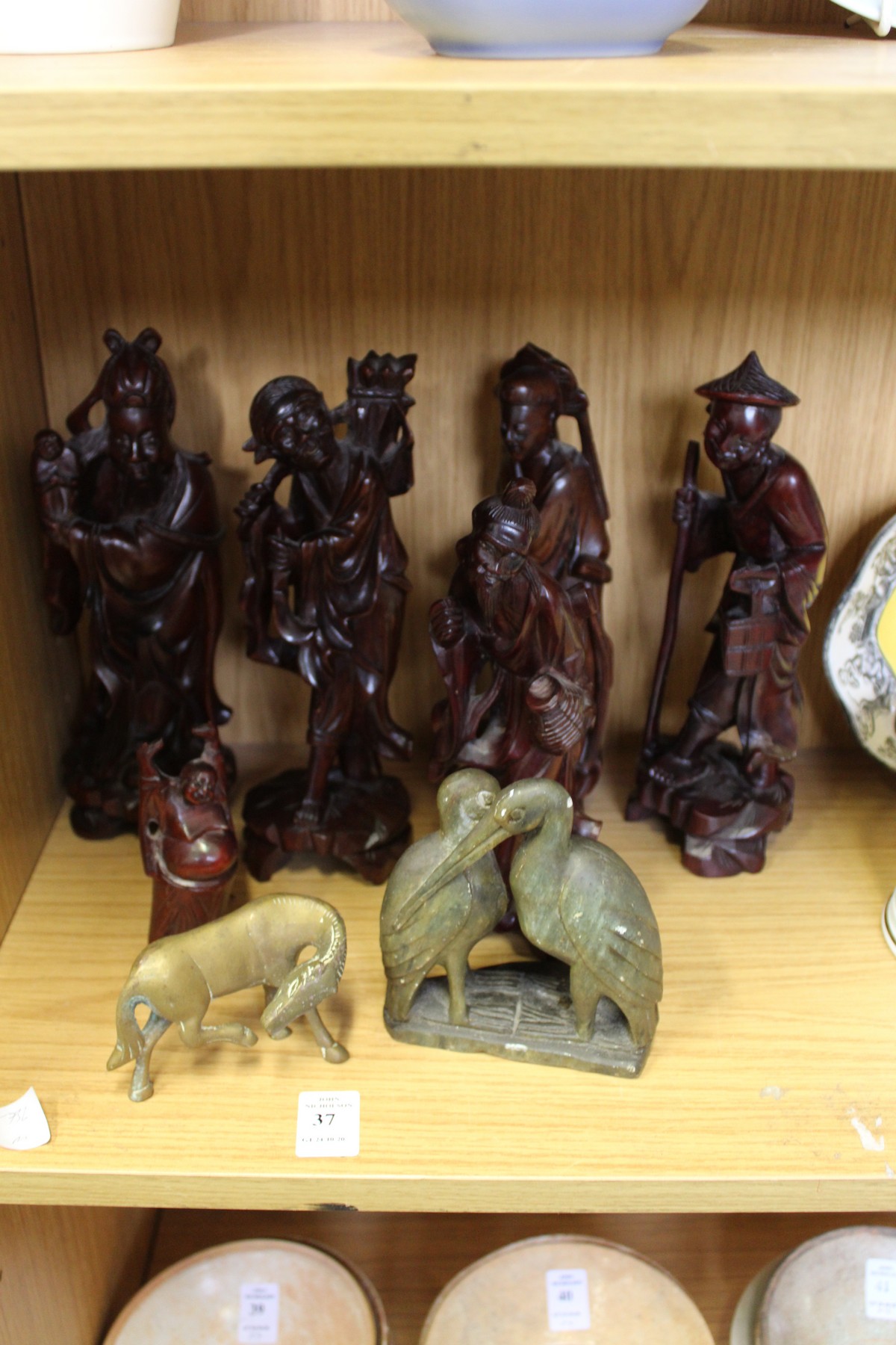 Chinese carved wood figures and other items.